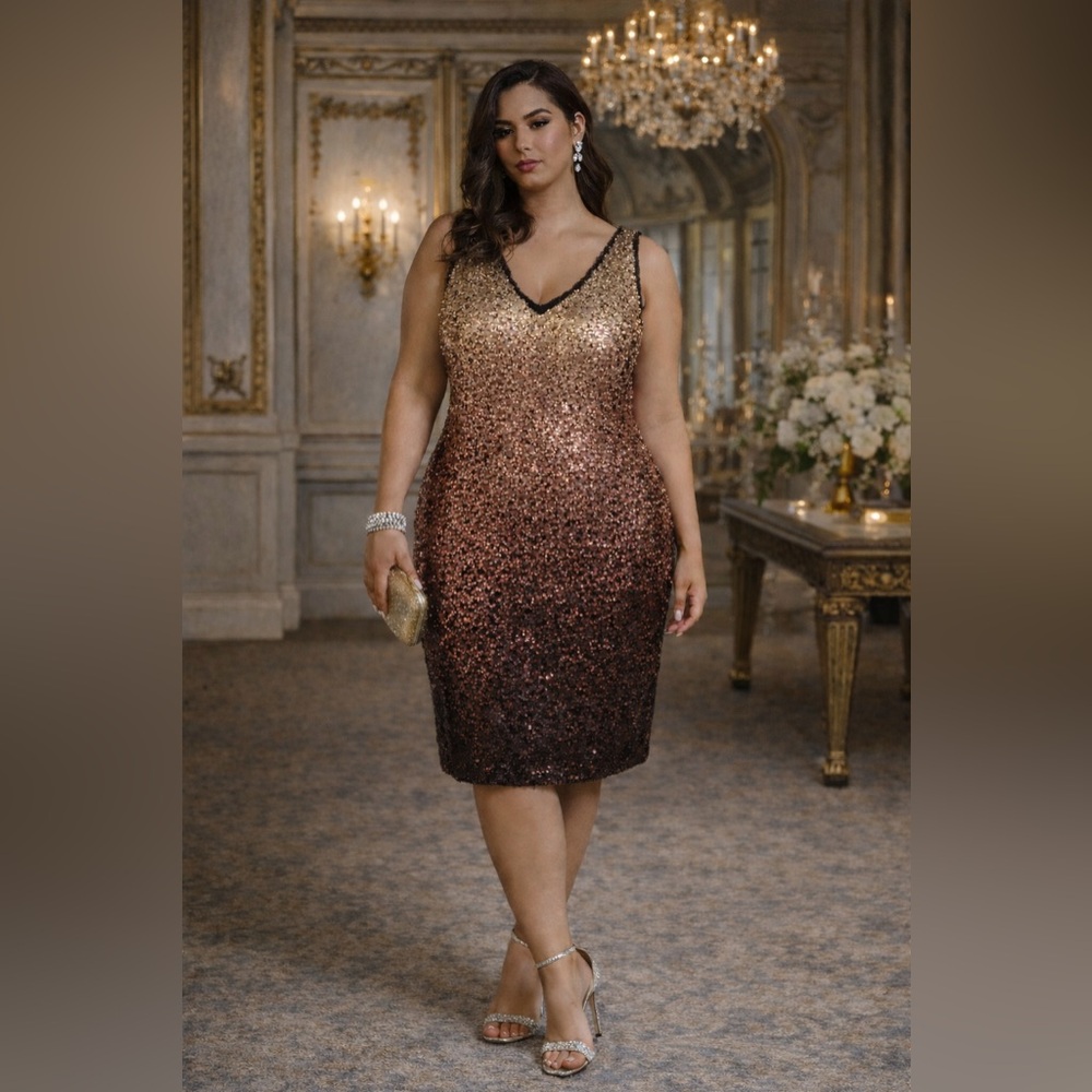 Rachel by Rachel Roy Ombré Sequin Cocktail Dress | Glam Party Formal| NWT 18W
